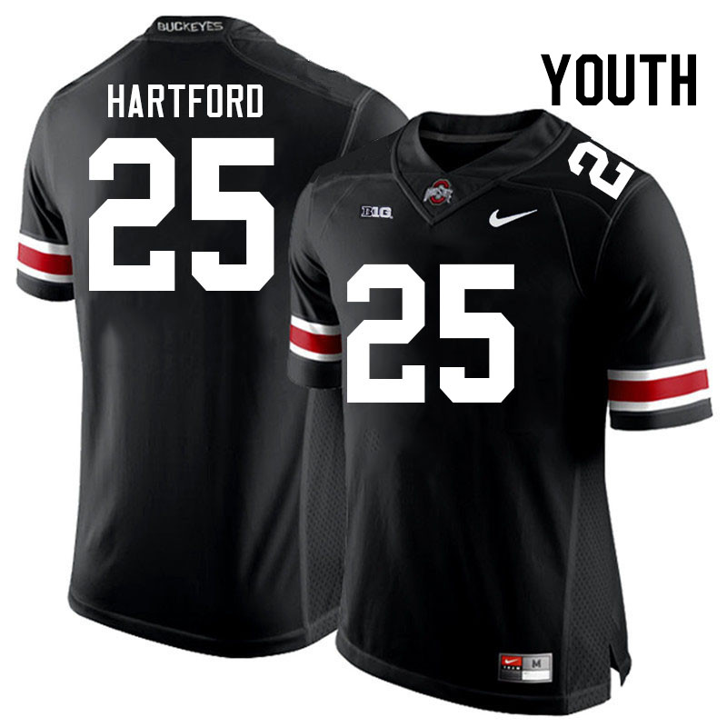 Ohio State Buckeyes Malik Hartford Youth #25 Black Authentic Stitched College Football Jersey